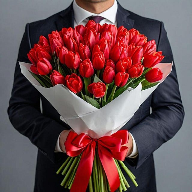 101 тюльпан красный