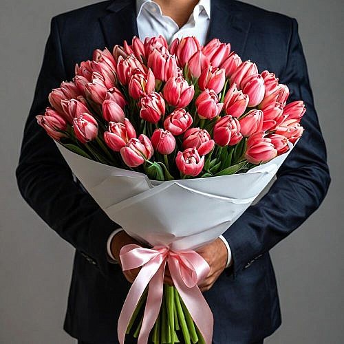 101 пионовидный розовый тюльпан