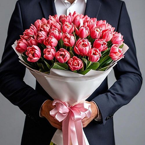 51 пионовидный розовый тюльпан