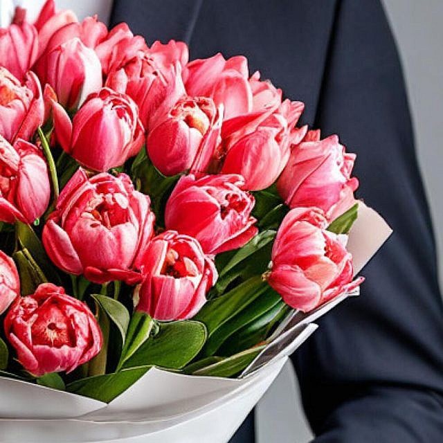51 пионовидный розовый тюльпан справа