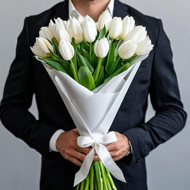 15 тюльпанов белых