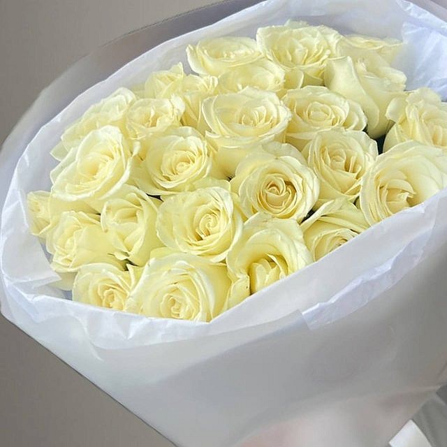 21 роза эквадор белая близко