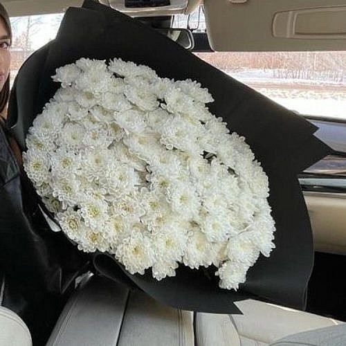 17 белых хризантем