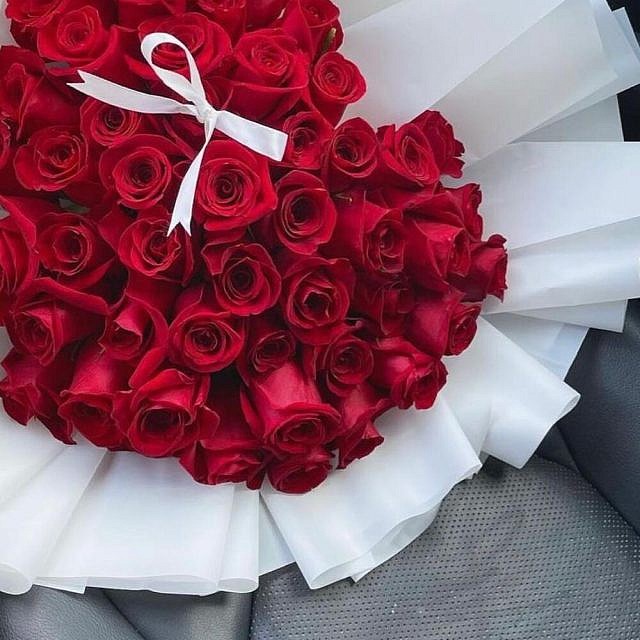 51 красная роза сердце вблизи